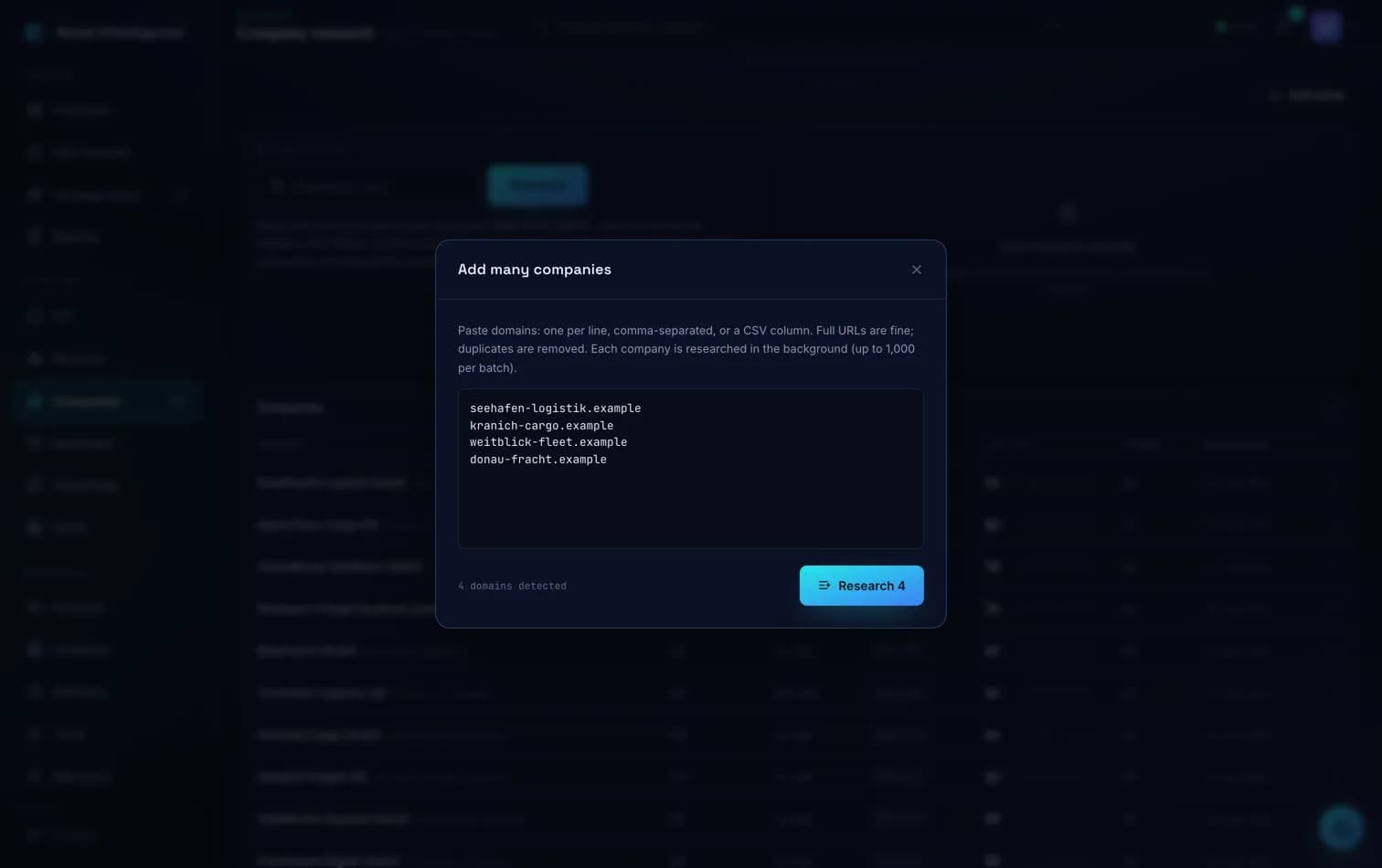 The Add many dialog