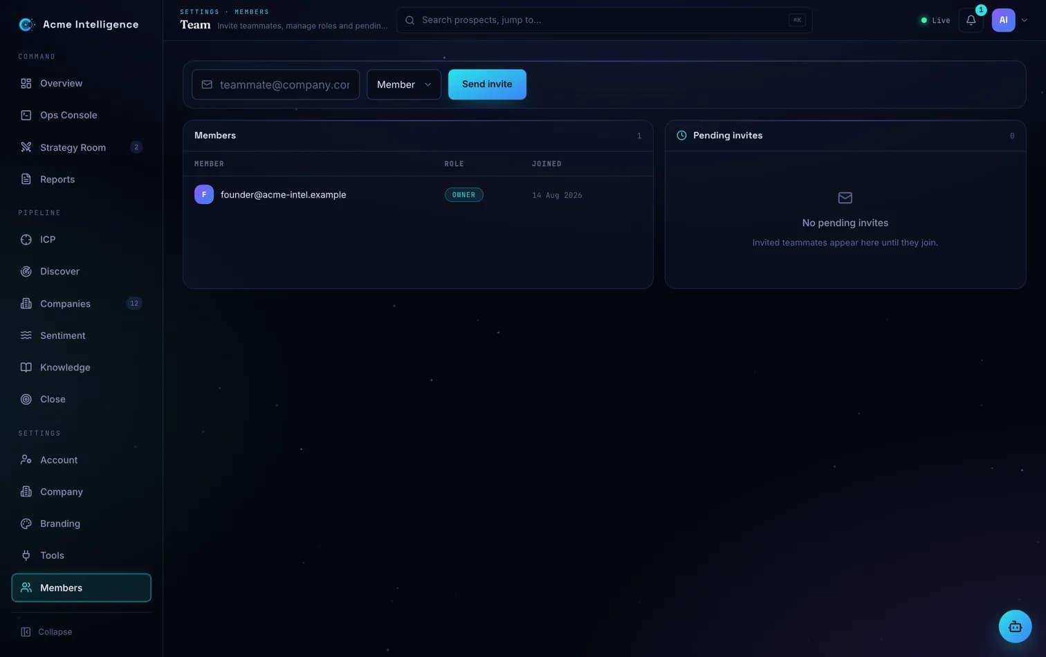 Members settings